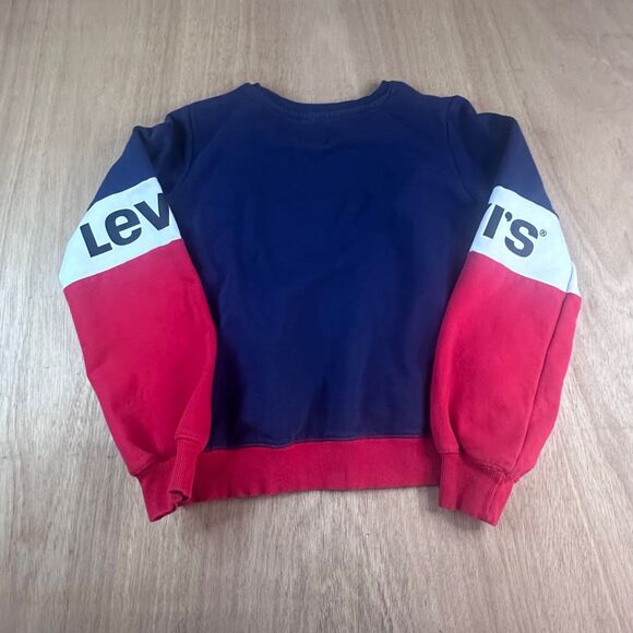 Levi’s Kids XL Colorblock Sweatshirt Red White Blue Logo Crew 13-15 Yrs - Picture 3 of 6
